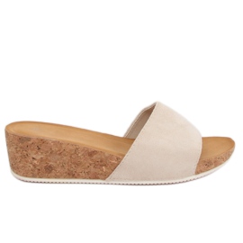 Beige G233 Ciabatte con zeppa beige rosa