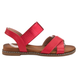 Mannika Sandali rossi con un elastico rosso