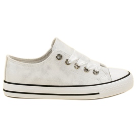 SHELOVET Scarpe da ginnastica legate con un nastro bianco