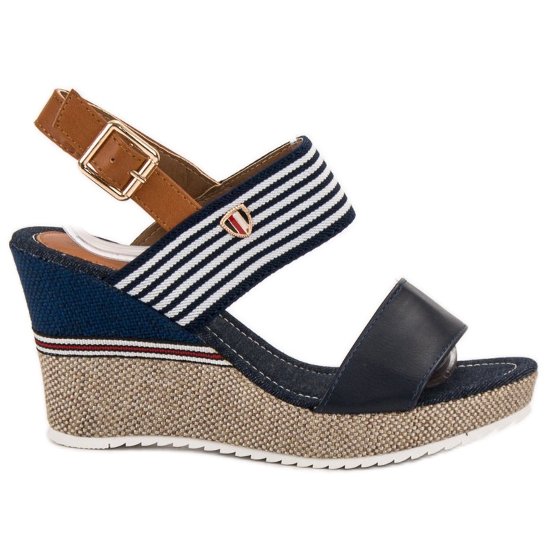 Goodin Sandali da marinaio su zeppa bianca marrone blu multicolore