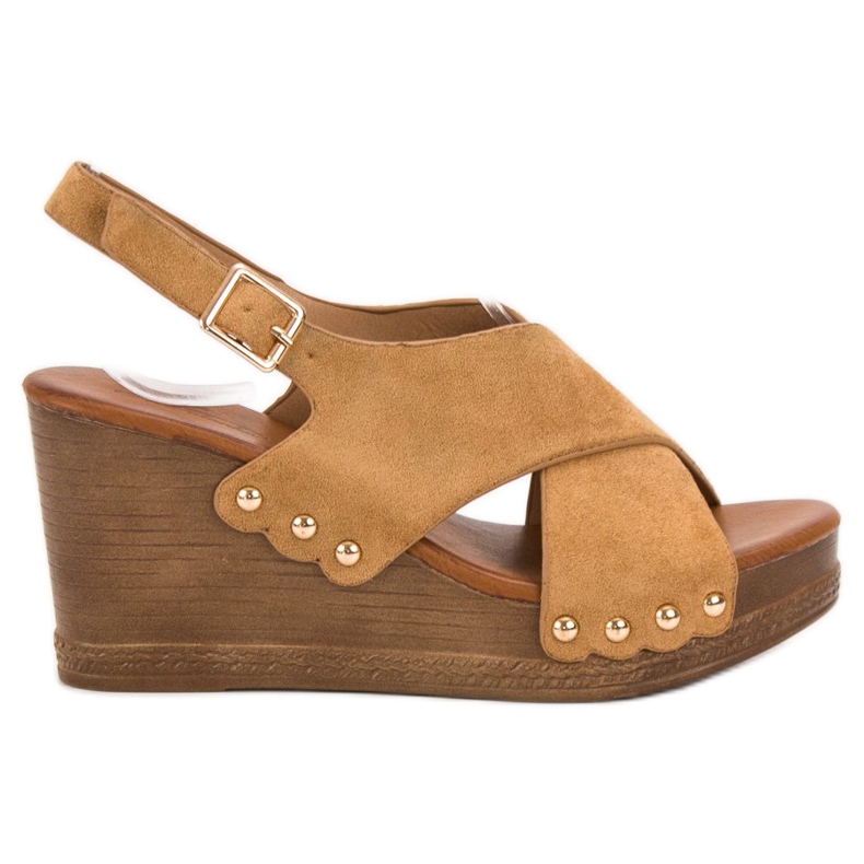 SHELOVET Sandali in pelle scamosciata marrone