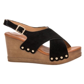 SHELOVET Sandali in pelle scamosciata nero