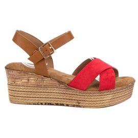 Primavera Sandali con zeppa marrone rosso
