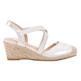 SHELOVET Espadrillas con zeppa bianco