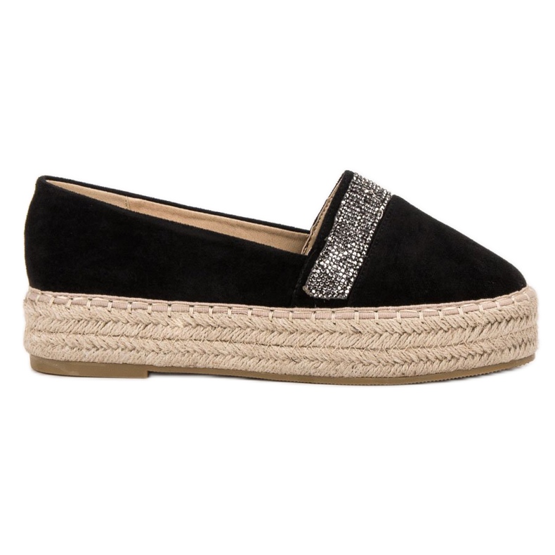 SHELOVET Espadrillas Con Cristalli nero