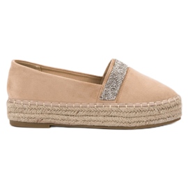 SHELOVET Espadrillas Con Cristalli marrone