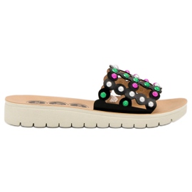 SHELOVET Pantofole da donna casual nero multicolore