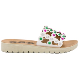 SHELOVET Pantofole da donna casual bianca multicolore