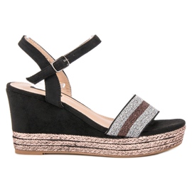 SDS Sandali con zeppa nero multicolore
