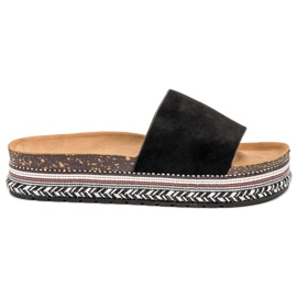 Anesia Paris Pantofole in pelle scamosciata alla moda nero
