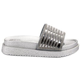 Bello Star Pantofole Con Cristalli grigio