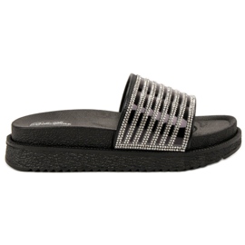 Bello Star Pantofole Con Cristalli nero