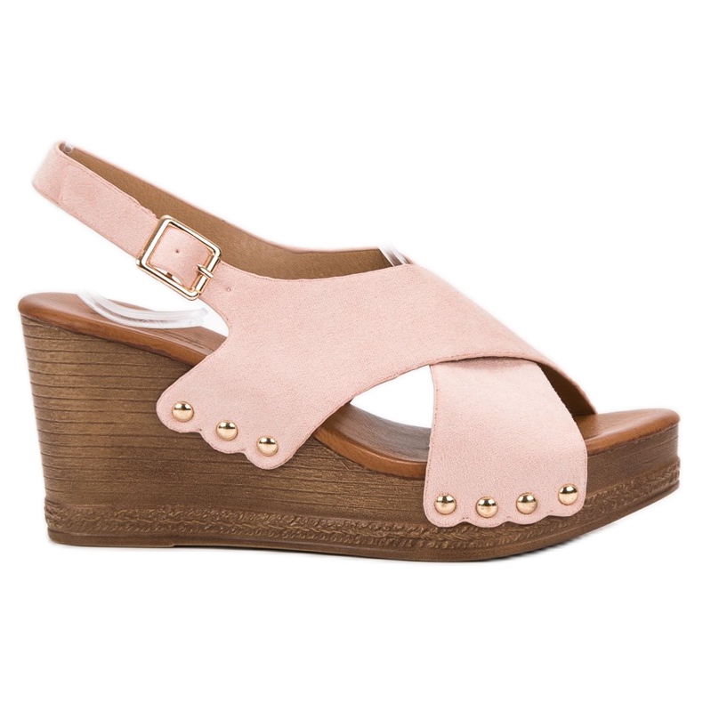 SHELOVET Sandali in pelle scamosciata rosa
