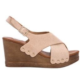 SHELOVET Sandali in pelle scamosciata marrone