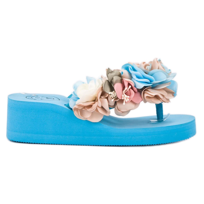 Fama Infradito con zeppa in schiuma blu