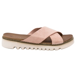 Laura Mode Pantofole in pelle scamosciata beige