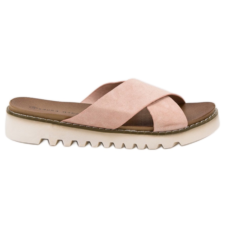 Laura Mode Pantofole in pelle scamosciata beige