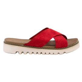 Laura Mode Pantofole in pelle scamosciata rossa rosso