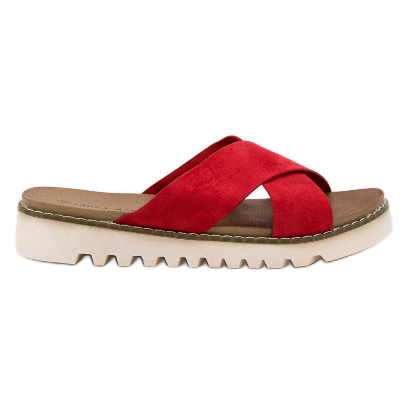 Laura Mode Pantofole in pelle scamosciata rossa rosso