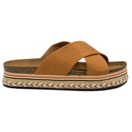 SHELOVET Pantofole cammello Boho marrone
