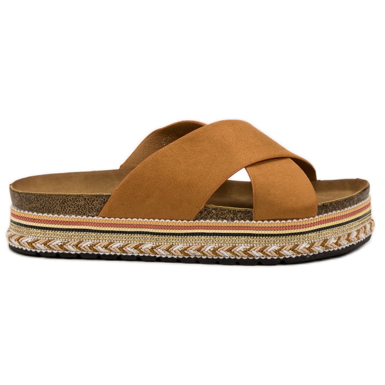 SHELOVET Pantofole cammello Boho marrone