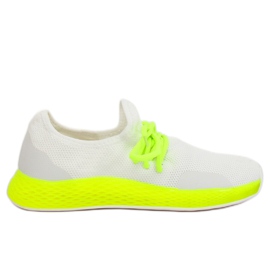 B-6851 Scarpe sportive gialle bianche e gialle bianco giallo