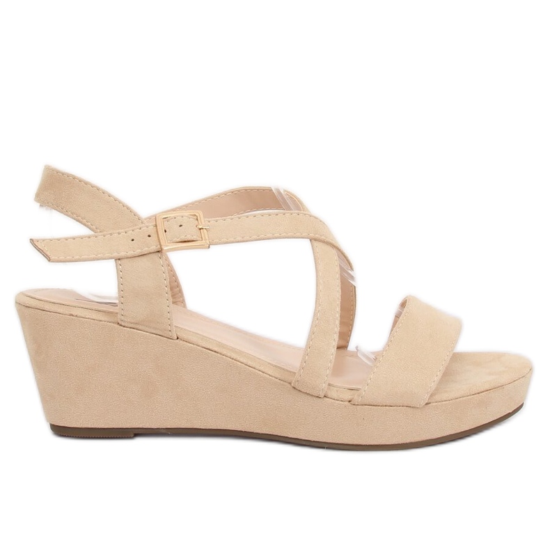 Sandali su una zeppa bassa beige K-3 Beige
