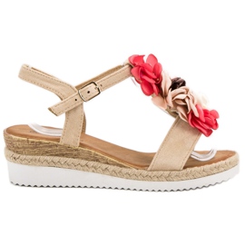 SHELOVET Sandali In Camoscio Con Fiori marrone