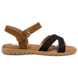 Primavera Sandali in pelle scamosciata marrone nero