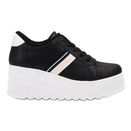 SHELOVET Scarpe stringate sulla piattaforma nero