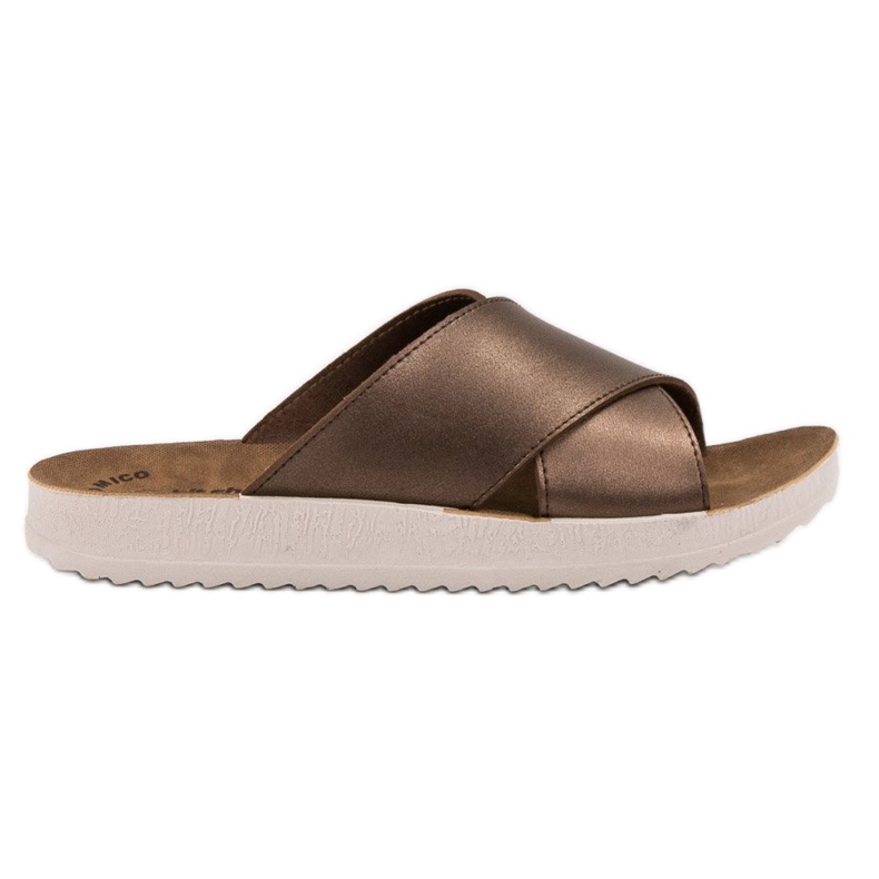 SHELOVET Pantofole in ecopelle marrone