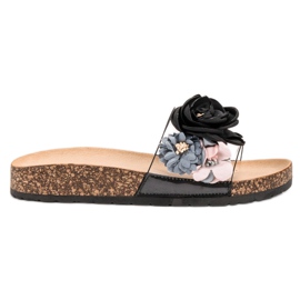 Super Me Pantofole Con Fiori nero multicolore