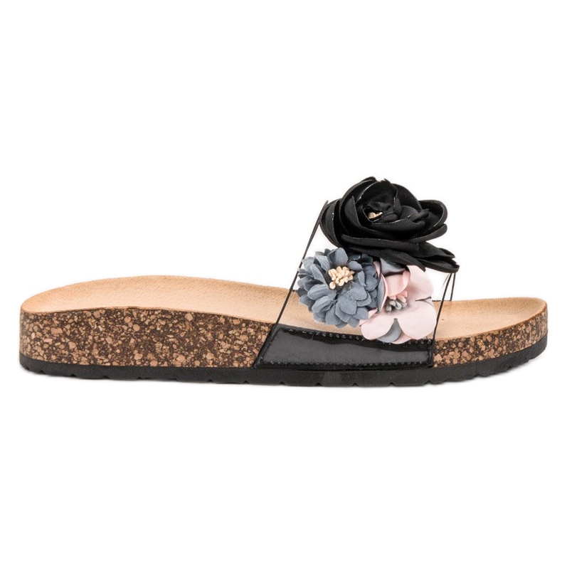 Super Me Pantofole Con Fiori nero multicolore