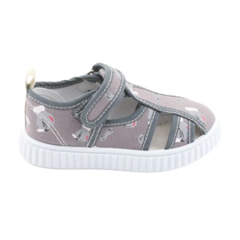 Scarpe da bambino American Club grigie con velcro TEN 27/19 bianca grigio