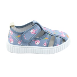 Scarpe da bambino American Club con velcro blu TEN 32/19 bianco rosa