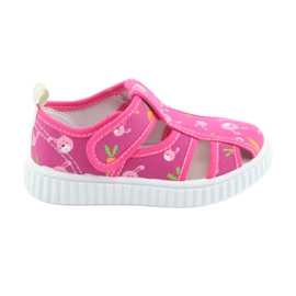 Scarpe da bambino American Club con velcro rosa TEN 32/19 bianco