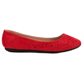 Renda Ballerine Con Cubic Zirconia rosso