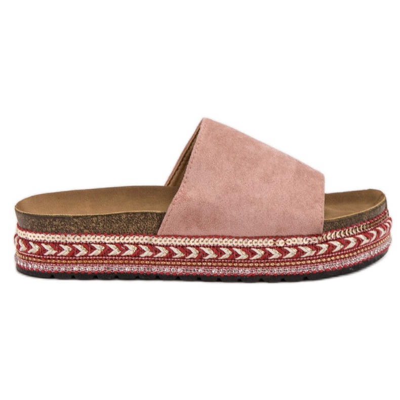 Jumex Pantofole Decorate Sulla Piattaforma rosa