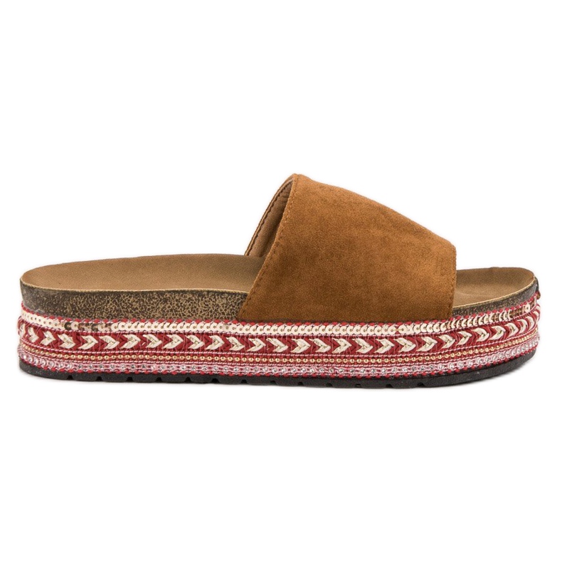 Jumex Pantofole Decorate Sulla Piattaforma marrone