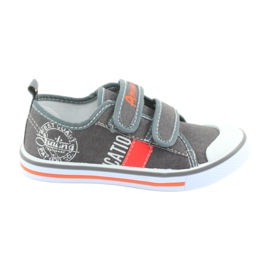 Sneaker velcro jeans grigio American Club bianco arancia