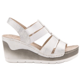 Goodin Comodi sandali con zeppa bianco grigio