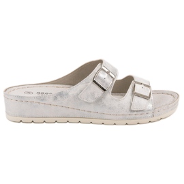 Goodin Pantofole Con Fibbia bianco grigio