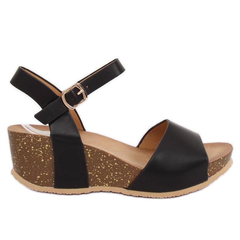 Sandali neri con zeppa 1052 Black nero