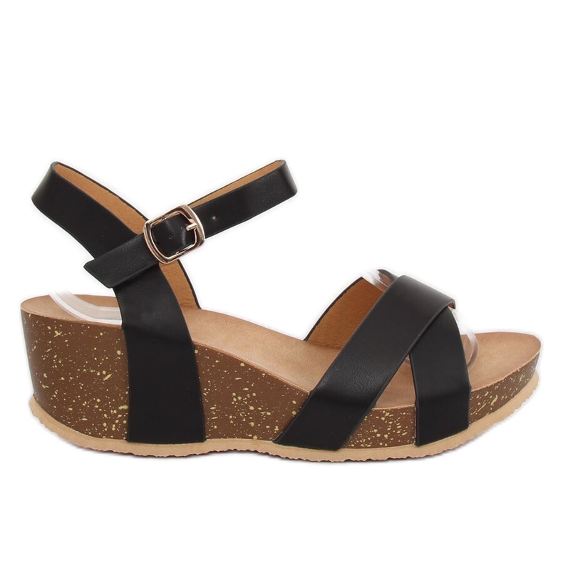 Sandali neri con zeppa 1058 Black nero