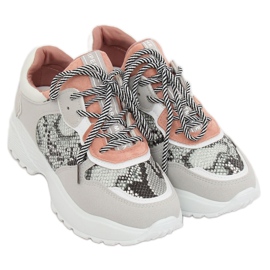 Scarpe sportive grigie in pelle di serpente BL170P rosa grigio