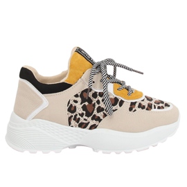 BL170P Scarpe sportive beige con stampa leopardata marrone giallo