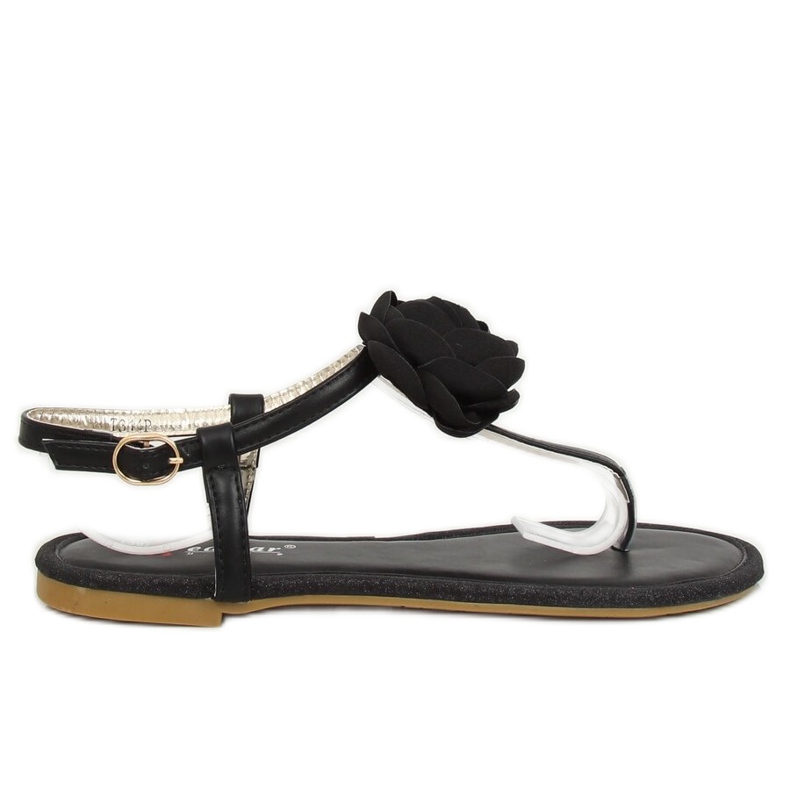 Sandali neri con fiore T314P Black nero
