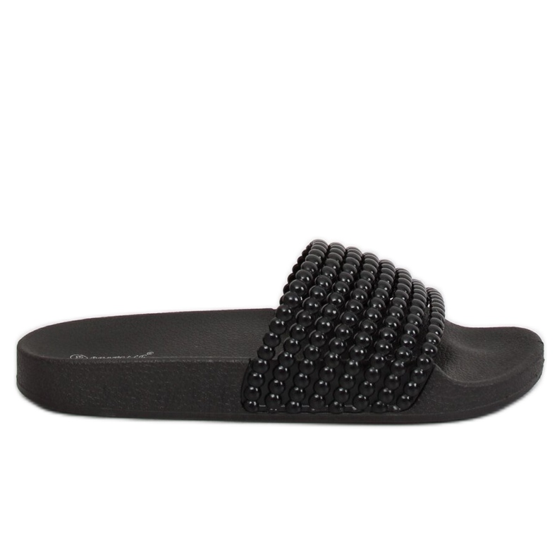 Nero G301 Pantofole nere con perline