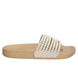 G301 Pantofole oro con perline d'oro