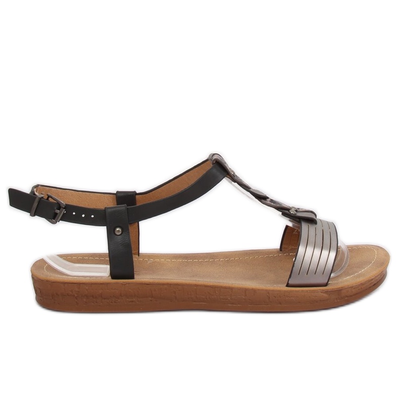 Sandali neri da donna TS-7 Black nero grigio